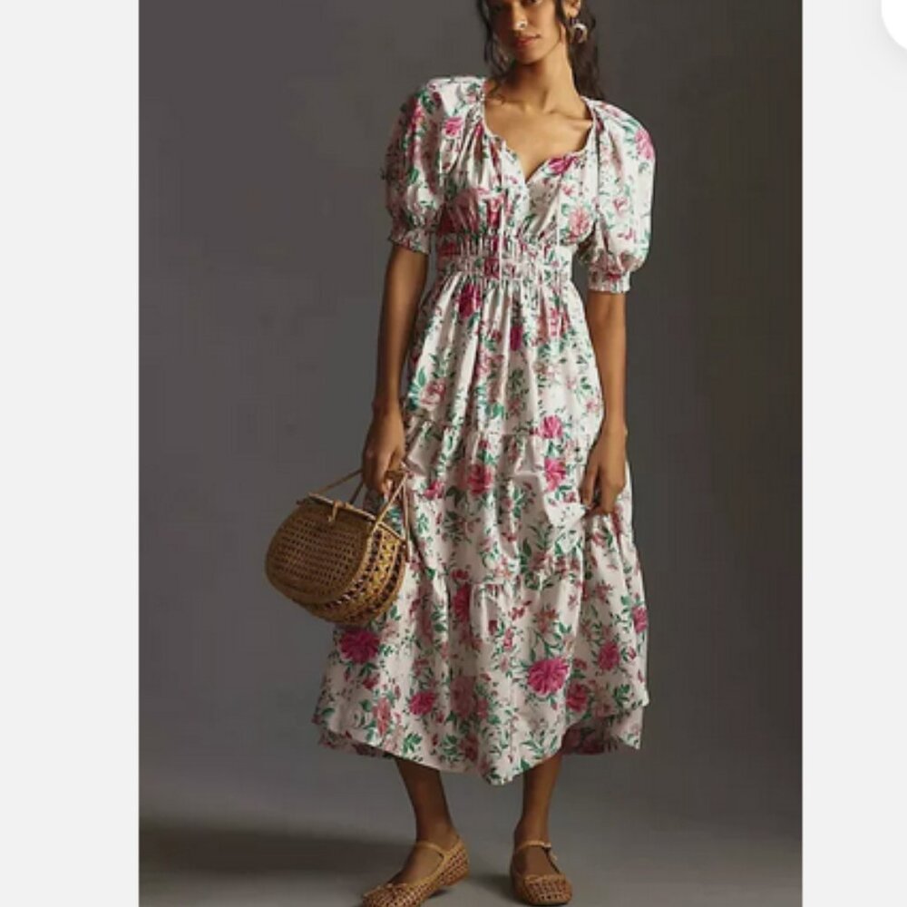 Anthropologie The Somerset Maxi Dress Puff-Sleeve Floral Cottagecore XL NWT - Picture 5 of 6